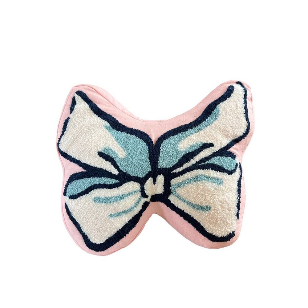 Pink Bow Karma‎ Embroidered Pillow